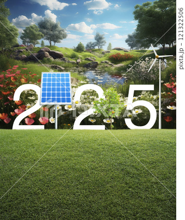 Happy new year 2025 ecological cover concept, Generative AI Happy new year 2025 ecological cover concept, Generative AI 121322506