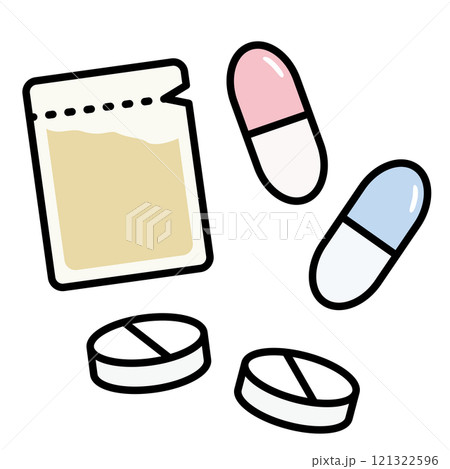 薬のシンプルなアイコン 錠剤 カプセル 粉薬 薬のシンプルなアイコン 錠剤 カプセル 粉薬 121322596