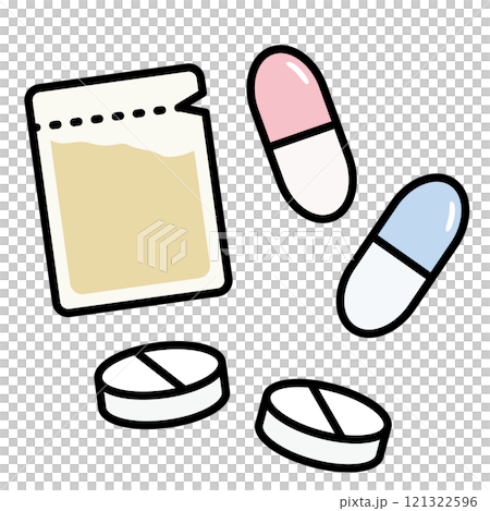 薬のシンプルなアイコン 錠剤 カプセル 粉薬 薬のシンプルなアイコン 錠剤 カプセル 粉薬 121322596