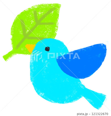 可愛い小鳥と葉っぱ　クレヨンタッチ 121322670