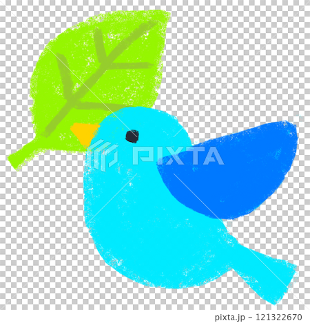 可愛的小鳥和葉子蠟筆觸摸 121322670