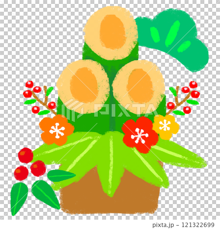 クレヨンタッチ 正月のイメージイラスト クレヨンタッチ 正月のイメージイラスト 121322699