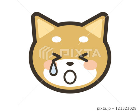 かわいい柴犬の泣いている顔アイコンイラスト 121323029