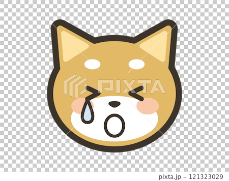 かわいい柴犬の泣いている顔アイコンイラスト 121323029