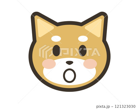 びっくり驚いているかわいい柴犬の顔アイコンイラスト びっくり驚いているかわいい柴犬の顔アイコンイラスト 121323030