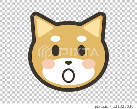 びっくり驚いているかわいい柴犬の顔アイコンイラスト びっくり驚いているかわいい柴犬の顔アイコンイラスト 121323030