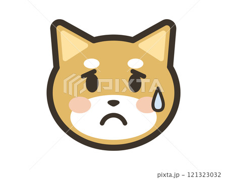 困り果てた表情のかわいい柴犬の顔アイコンイラスト 困り果てた表情のかわいい柴犬の顔アイコンイラスト 121323032