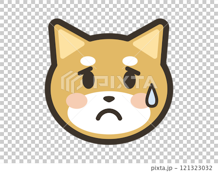困り果てた表情のかわいい柴犬の顔アイコンイラスト 困り果てた表情のかわいい柴犬の顔アイコンイラスト 121323032