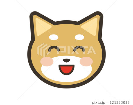 笑顔でニコニコのかわいい柴犬の顔アイコンイラスト 121323035