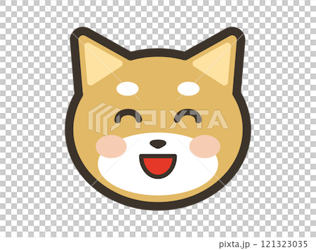 笑顔でニコニコのかわいい柴犬の顔アイコンイラスト 121323035