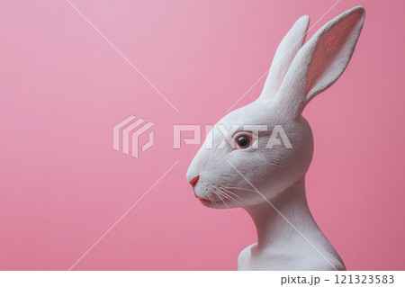Surreal Rabbit Bust on Pink Background 121323583