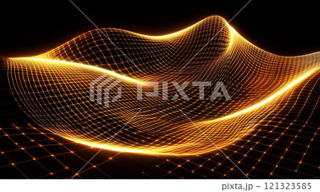 Golden Abstract Waveform with Grid Pattern 121323585