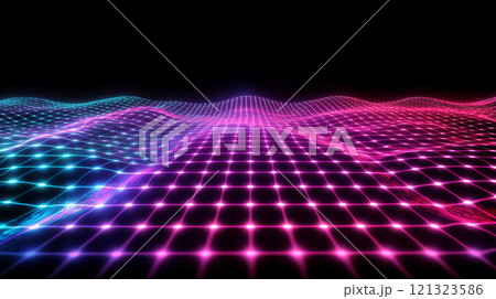 Colorful Abstract Waveform with Grid Pattern 121323586