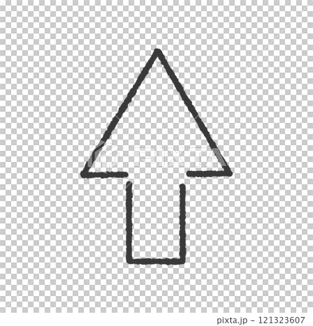 Hand-drawn black upward arrow - Simple line drawing upward, up, pointer image 121323607