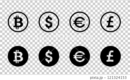 通貨のシンプルなアイコンセット 通貨のシンプルなアイコンセット 121324153