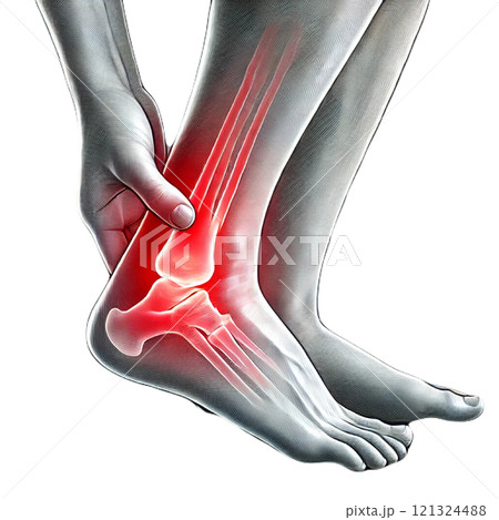 足首を痛めているイラスト 121324488