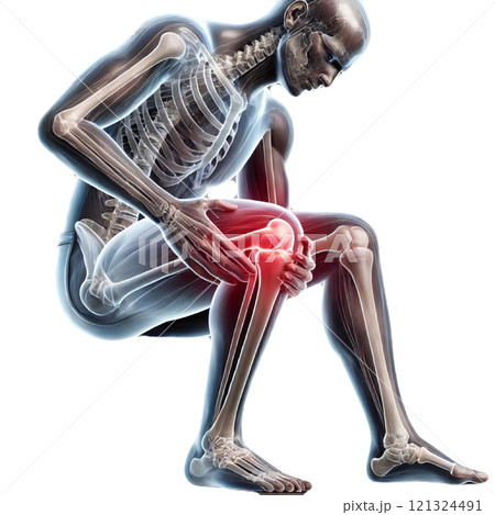 膝を痛めているイラスト 膝を痛めているイラスト 121324491