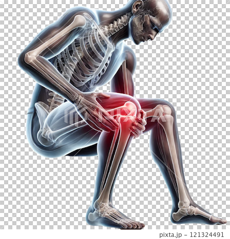 膝を痛めているイラスト 膝を痛めているイラスト 121324491