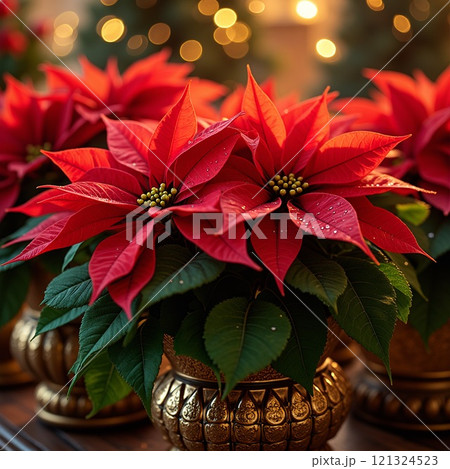 冬の定番ポインセチアが彩る空間 121324523