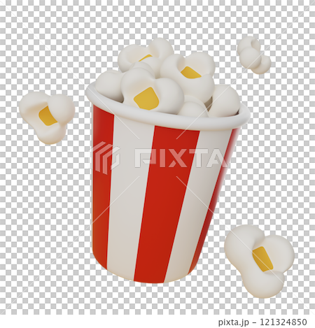 popcorn in a paper cup 3D graphic popcorn in a paper cup 3D graphic 121324850