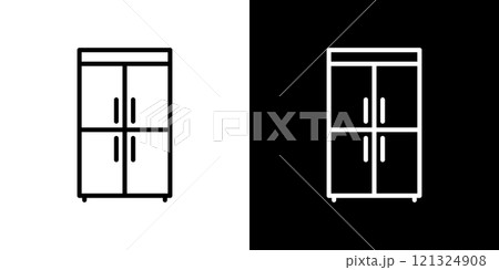 業務用冷蔵庫のシンプルなラインアイコン 121324908