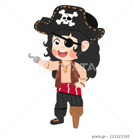 Kid girl character in pirate costume 121325195