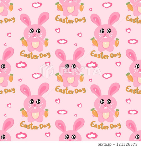 Easter cute rabbit and carrots on pink background illustration Easter cute rabbit and carrots on pink background illustration 121326375