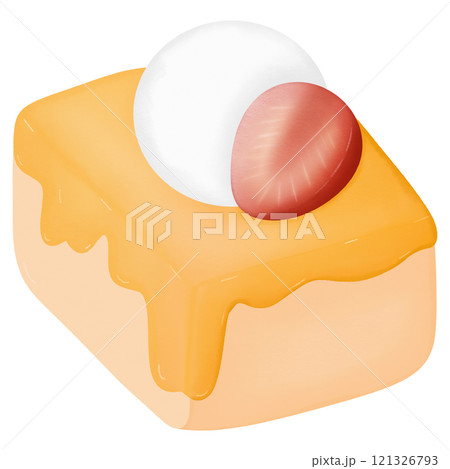 Honey toast topped with strawberries and Greek yogurt hand drawn elements transparency illustration Honey toast topped with strawberries and Greek yogurt hand drawn elements transparency illustration 121326793