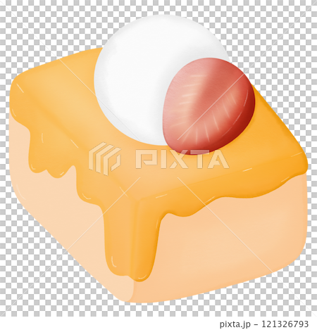 Honey toast topped with strawberries and Greek yogurt hand drawn elements transparency illustration Honey toast topped with strawberries and Greek yogurt hand drawn elements transparency illustration 121326793
