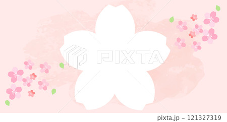 満開の桜の花のベクターフレーム素材　花のタイトル背景フレーム　春の水彩素材 121327319