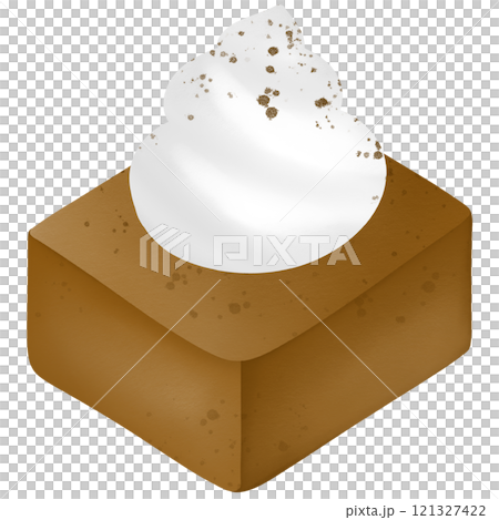 chocolate bread with fresh milk whipped Cream cartoon hand drawn transparency illustration 121327422