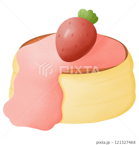 Japanese Souffle Pancak strawberry and jam strawberry hand drawn element illustration Japanese Souffle Pancak strawberry and jam strawberry hand drawn element illustration 121327468