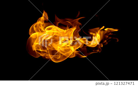 Fire flames on a black background Fire flames on a black background 121327471