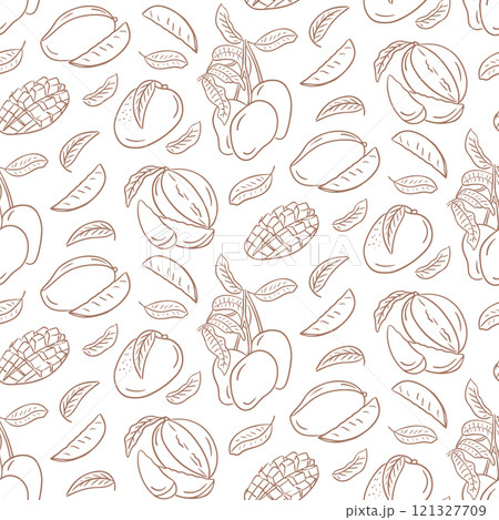 Seamless pattern with doodle outline mangos Seamless pattern with doodle outline mangos 121327709