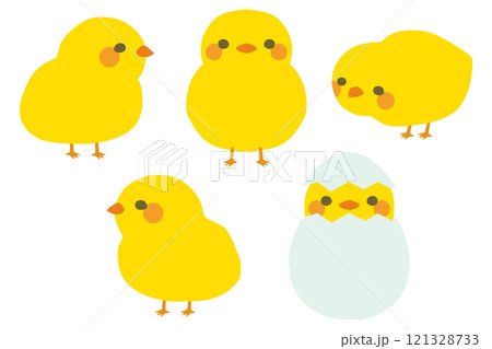 かわいいヒヨコのイラストセット ベクター素材 121328733