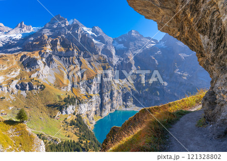 Oeschinen Lake near Kandersteg, Switzerland 121328802
