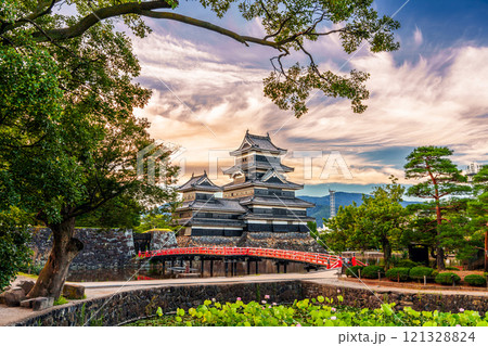 The historic Matsumoto Castle in Matsumoto, Japan 121328824
