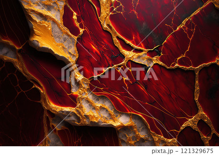 Red and gold marble background. Invitation, card backdrop, banner. 121329675