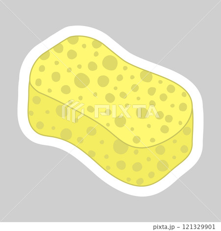 Sticker with washing sponge for dishwashing or bathing, style vector 121329901