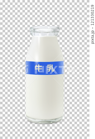 牛乳のイラスト 牛乳瓶 リアル 121330219