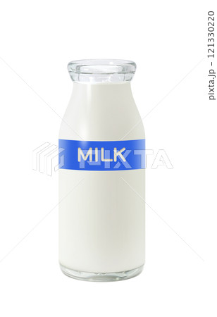 牛乳のイラスト 牛乳瓶 リアル 121330220