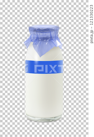 牛乳のイラスト 牛乳瓶 リアル 121330223