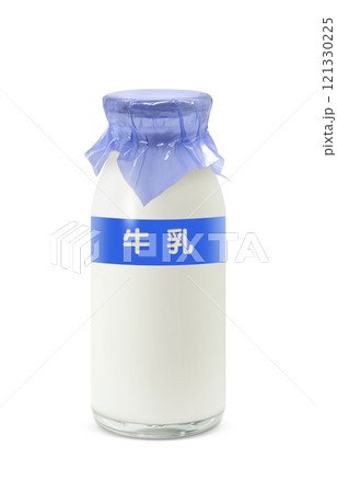 牛乳のイラスト 牛乳瓶 リアル 121330225