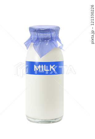 牛乳のイラスト 牛乳瓶 リアル 121330226