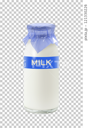 牛乳のイラスト 牛乳瓶 リアル 121330226