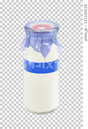 牛乳のイラスト 牛乳瓶 リアル 121330228