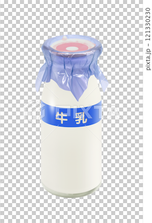 牛乳のイラスト 牛乳瓶 リアル 121330230