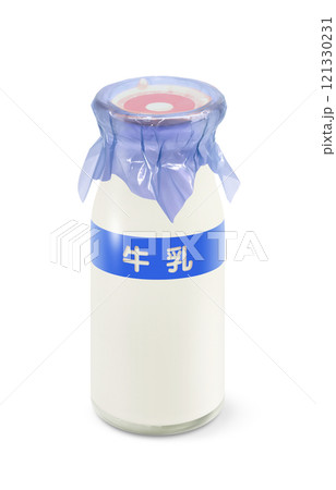 牛乳のイラスト 牛乳瓶 リアル 121330231