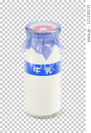 牛乳のイラスト 牛乳瓶 リアル 121330231