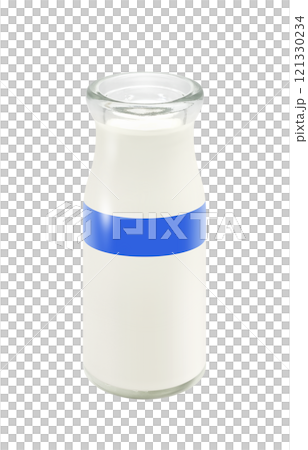 牛乳のイラスト 牛乳瓶 リアル 121330234